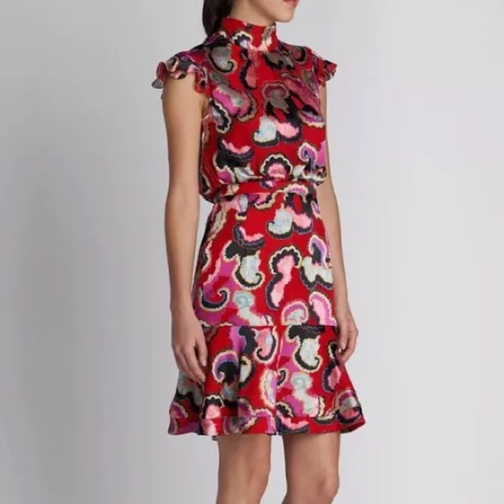 SALONI Phoebe Dress Red Print Design Halter